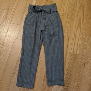 Grey and White Paper bag Pants